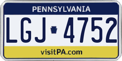 PA license plate LGJ4752