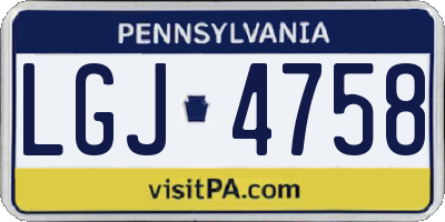 PA license plate LGJ4758