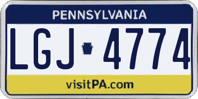 PA license plate LGJ4774