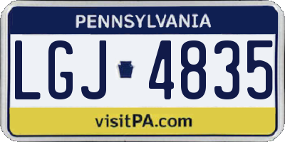 PA license plate LGJ4835