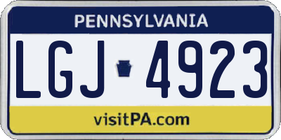 PA license plate LGJ4923