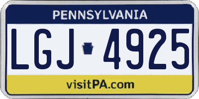 PA license plate LGJ4925