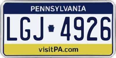 PA license plate LGJ4926