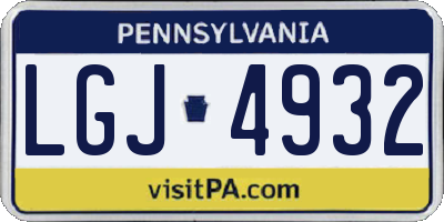 PA license plate LGJ4932