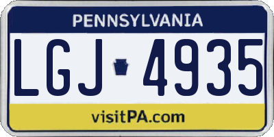 PA license plate LGJ4935