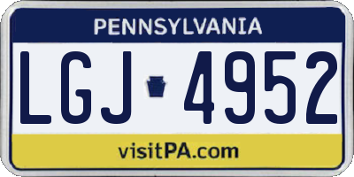 PA license plate LGJ4952