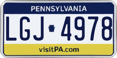 PA license plate LGJ4978