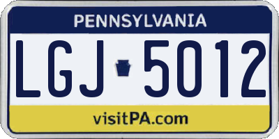 PA license plate LGJ5012