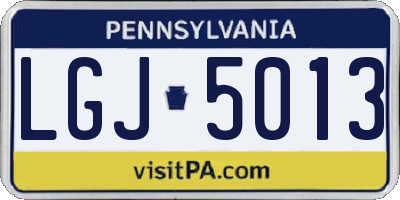 PA license plate LGJ5013