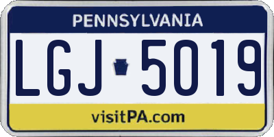 PA license plate LGJ5019