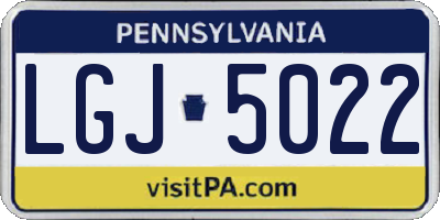 PA license plate LGJ5022