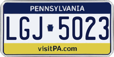 PA license plate LGJ5023