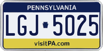 PA license plate LGJ5025