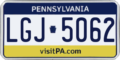 PA license plate LGJ5062