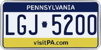 PA license plate LGJ5200