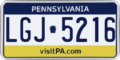 PA license plate LGJ5216