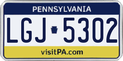 PA license plate LGJ5302