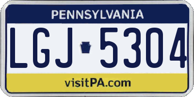 PA license plate LGJ5304