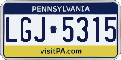 PA license plate LGJ5315
