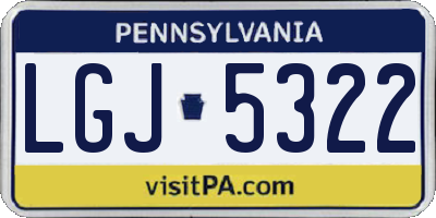 PA license plate LGJ5322
