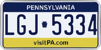 PA license plate LGJ5334