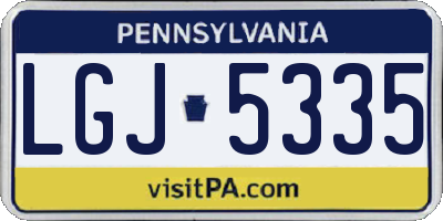 PA license plate LGJ5335