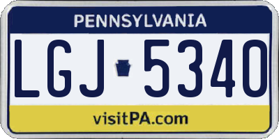 PA license plate LGJ5340