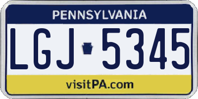 PA license plate LGJ5345