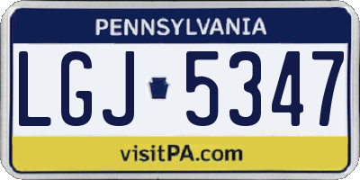 PA license plate LGJ5347