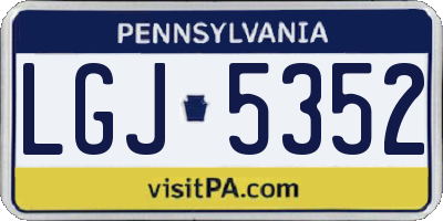 PA license plate LGJ5352