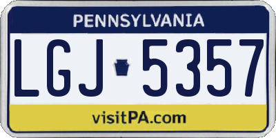PA license plate LGJ5357