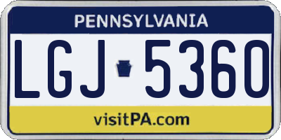PA license plate LGJ5360