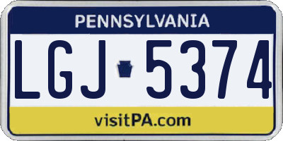 PA license plate LGJ5374