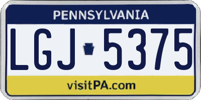 PA license plate LGJ5375