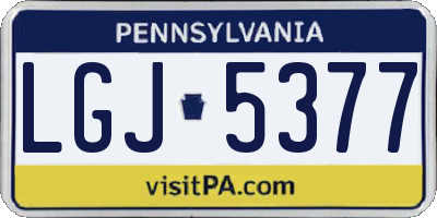 PA license plate LGJ5377