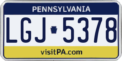 PA license plate LGJ5378