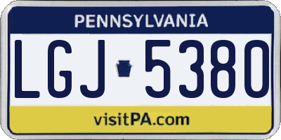 PA license plate LGJ5380