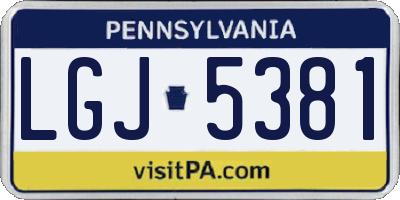 PA license plate LGJ5381