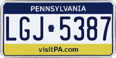 PA license plate LGJ5387