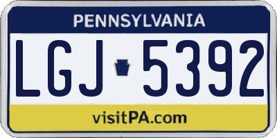 PA license plate LGJ5392