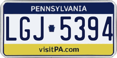 PA license plate LGJ5394