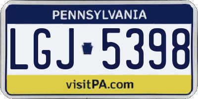 PA license plate LGJ5398
