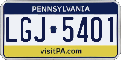 PA license plate LGJ5401