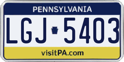 PA license plate LGJ5403