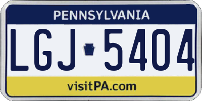 PA license plate LGJ5404