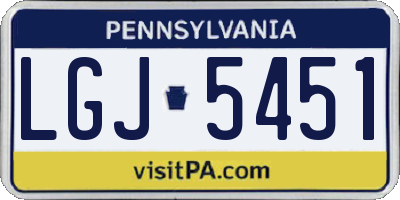 PA license plate LGJ5451