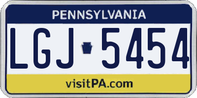 PA license plate LGJ5454
