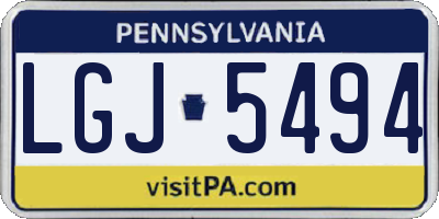 PA license plate LGJ5494