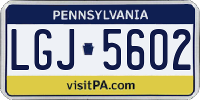 PA license plate LGJ5602