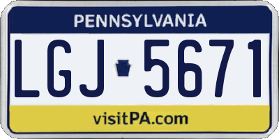 PA license plate LGJ5671